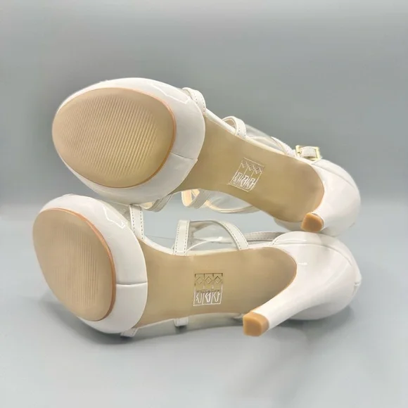 Audrey Brooke Size 8 White Strappy Heels - Picture 4 of 5